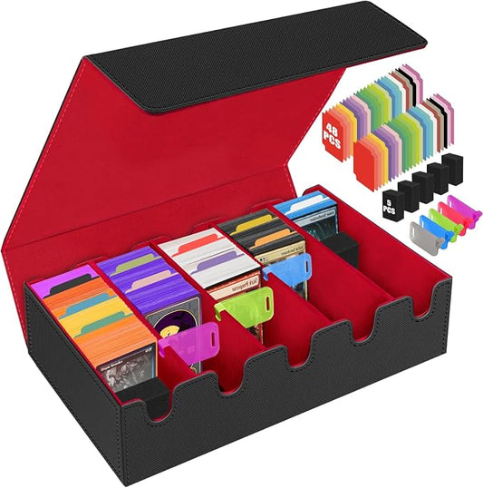 AOBOPLE 3500+ Trading Card Storage Box,Vertical 5-Row and Magnetic Card Box | PU leather Card Storage,48 Dividers + 10 Card Supports, Card Organizer For MTG TCG Commander,Gift For Collectors by AOBOPLE