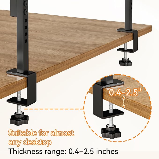 IBUYKE Clamp on Desk Shelf, 22.8” Large Desk Extender Shelves TMZ010H | Tool-Free, Flexible Repositioning,Adjustable, 2-Tier Storage Shelves, for Desktop Accessories,Desk - Image 7