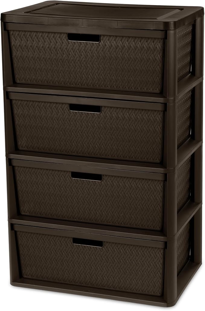 Brown Storage Drawer, A Wide Four-drawer Storage Tower, Assembled Without Tools, with Detachable Fabric Drawers and A Handle for Multi-functional Storage. Suitable for Living Rooms and Bedrooms by Unknown