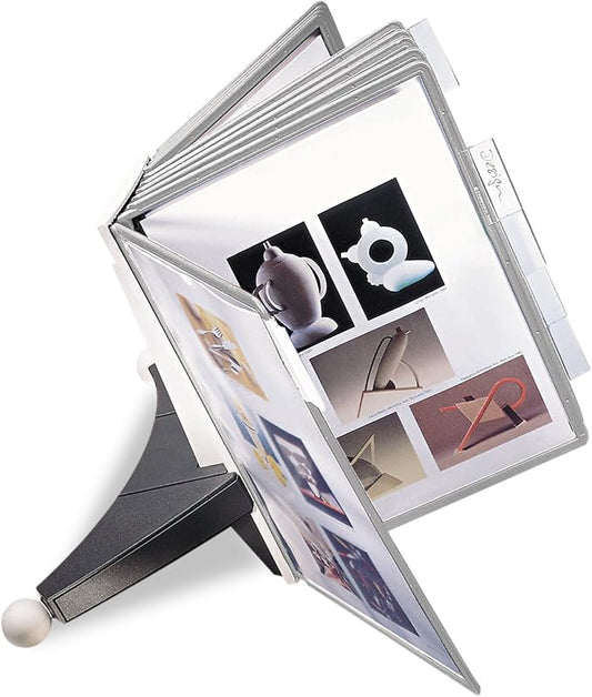 Durable Desktop Reference System with 10 Double-Sided Panels - Letter-Size 8.5" x 11" Inches - Gray SHERPA Design - Desk Reference Organizer by DURABLEOfficeProducts