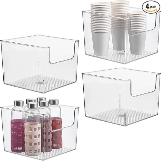iDesign Open-Front Storage Bin, Set of 4, Clear | For Kitchen, Pantry, Bathroom, Office, Made in USA by iDesign