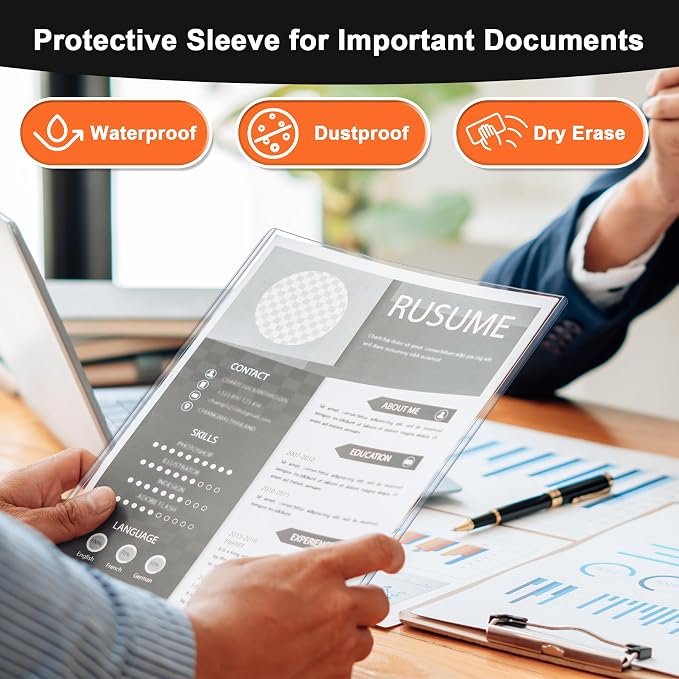 Ndsox 25 Pack 8.5" x 11" Rigid Print Protectors Clear Hard Plastic Sheet Protectors Top Loading for Birth Certificates, Documents, Posters, Photos, Meuns, Heavy Duty No-Hole Plastic Document Sleeves - Image 7