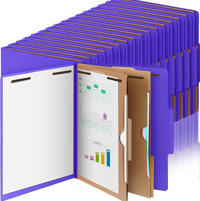 36 Pcs Skyygemm Classification Folder Letter Size, 2 Pocket File,Purple | Back to School Supplies, File Organizer with Fastener, Expanding File Organizer Bulk for Office Employee, Staff, Teacher by Skyygemm