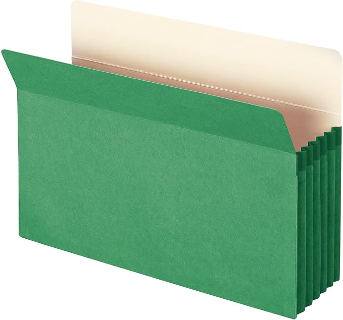 Smead File Pocket 74236, Straight-Cut Tab, 5-1/4" Expansion, Legal Size, Green, 10 per Box (74236) | (Pack of 5) by SMEAD