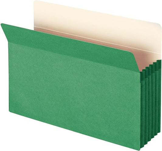 Smead File Pocket 74236, Straight-Cut Tab, 5-1/4" Expansion, Legal Size, Green, 10 per Box (74236) | (Pack of 5) by SMEAD