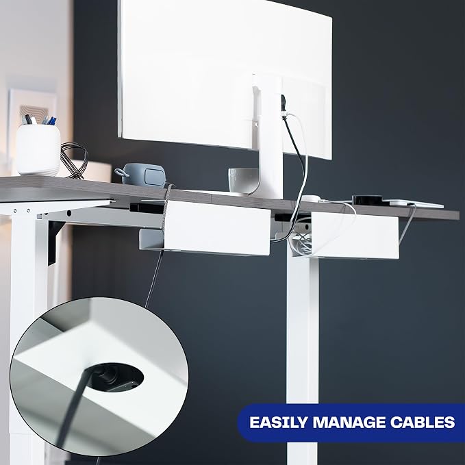 VIVO 2 Pack White 17 inch Under Desk Cable Management Tray, DESK-AC06-2CW | Set of 2, Low Profile Power Strip Holder, Cord Organizer, Wire Tamer Steel Cable Rack for Office and Home, Holds 11 lbs each - Image 5