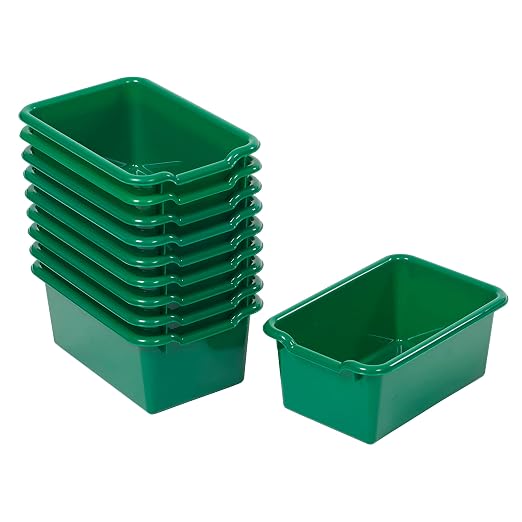 ECR4Kids Scoop Front Storage Bins, Multipurpose Organization, Green, 10-Piece by ECR4Kids