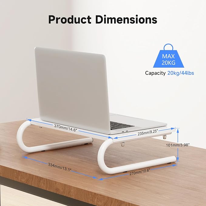 suptek Monitor Stand Riser for Computer,Laptop,Printer, Notebook and All Flat Screen Display with Vented Metal Platform and 4 Inches Height Underneath Storage,White(MST004W) - Image 2