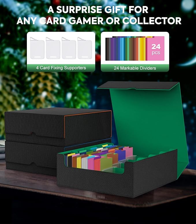 MoKo Trading Card Storage Box for MTG, 3000+ Card Organizer, Green | MTG Deck Box, w/ 24 Colorful Dividers & 4 Card Supporters, MTG Card Storage for Magic Game, TCG, PTG Baseball and Sport Cards - Image 7