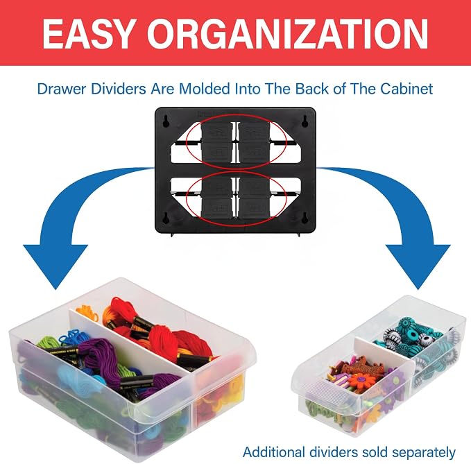 Akro-Mils 16-Drawer Plastic Storage Cabinet, 10.5"W x 6.5"D x 8.5"H, Black | Plastic Cabinet w/ Drawers for Garage Organization, Beads, Makeup Organizer, Building Bricks Storage, Teacher Toolbox, 10116 - Image 5