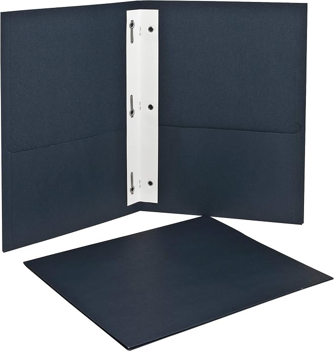Oxford Two-Pocket Folders w/Fasteners, Dark Blue, Letter Size, 25 per Box (57738) by Oxford