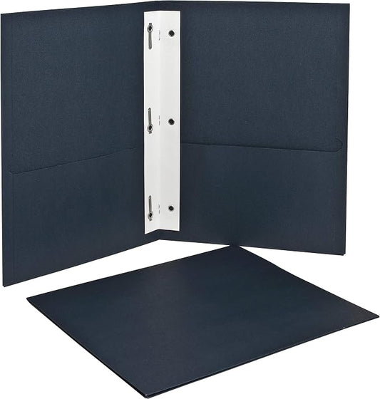 Oxford Two-Pocket Folders w/Fasteners, Dark Blue, Letter Size, 25 per Box (57738) by Oxford