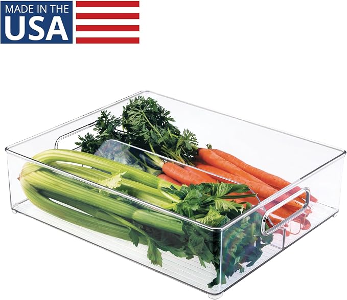 iDesign Divided Pantry Bin with Handle, Clear | For Pantry, For Refrigerator, For Freezer - Image 2