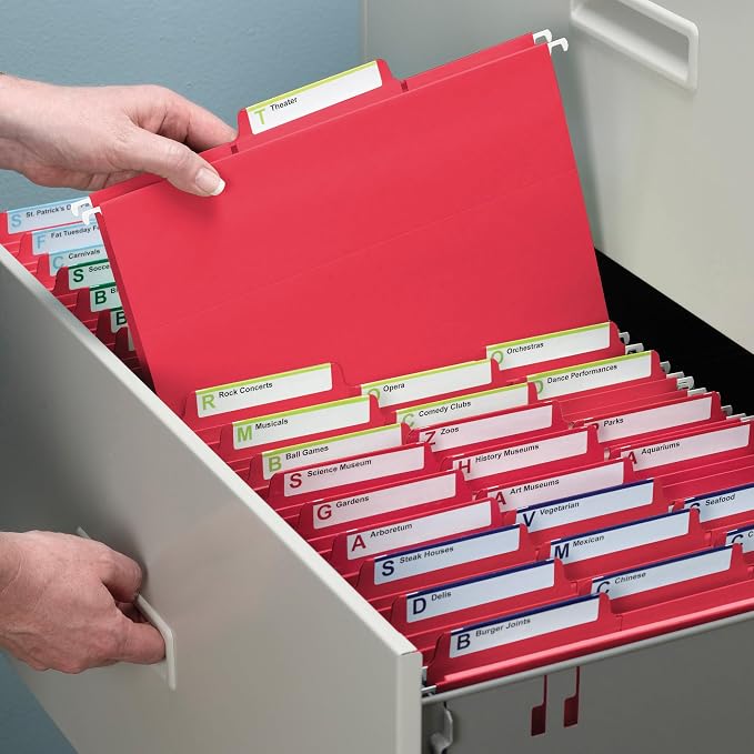 Smead FasTab Hanging File Folder, 1/3-Cut Built-in Tab, Letter Size, Red, 20 Count (64096) - Image 6