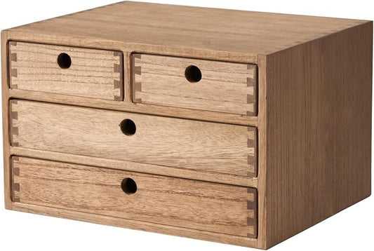 KIRIGEN Wood Desk Organizer with 4 Drawers, Desktop Storage, Brown 34-DBR | 3-Tier Solid Wood Cabinet Holds Letter-Size Paper, Mail, Makeup, Crafts, and Home Office Supplies, Fully Assembled by KIRIGEN