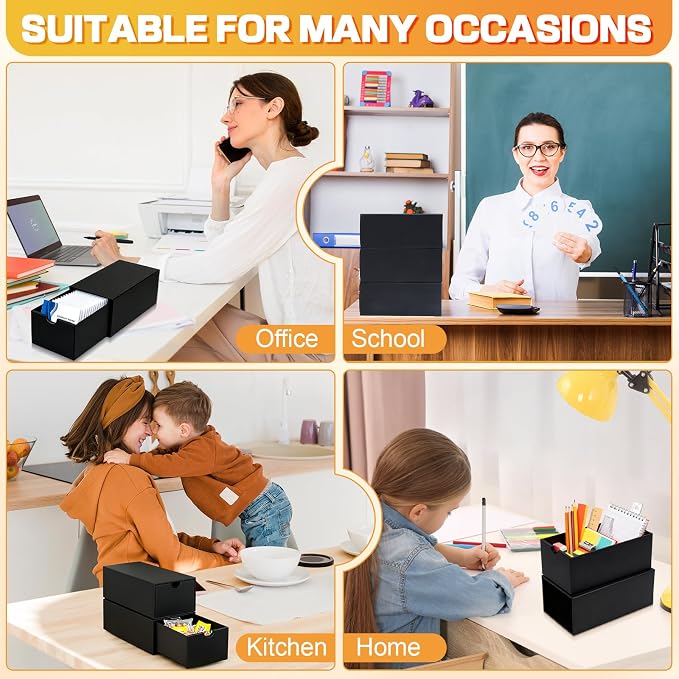 10Packs 4x6 Index Card Box,Index Card Organizer Box with Lid,Hold 10000 Cards,Black Recipe Holder for 4''x6'' Notecard Recipe Flashcard Card - Image 8