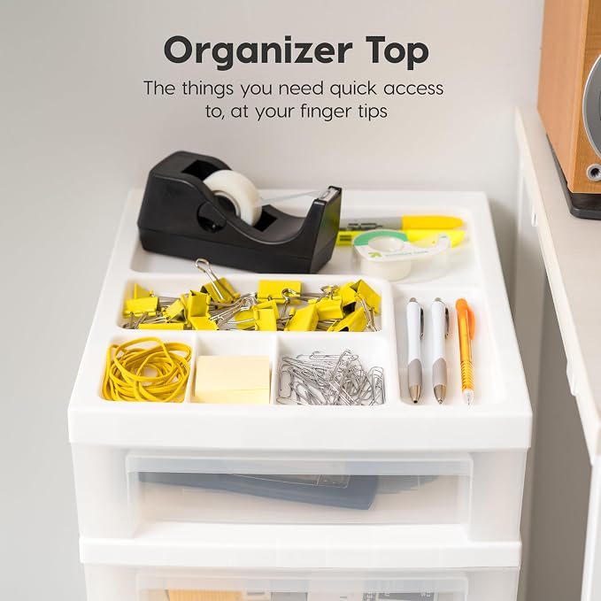 IRIS USA 4-Drawer Rolling Storage Cart, White/Clear | Keep craft supplies, office essentials, classroom items, and accessories organized with easy-access drawers for daily use - Image 6