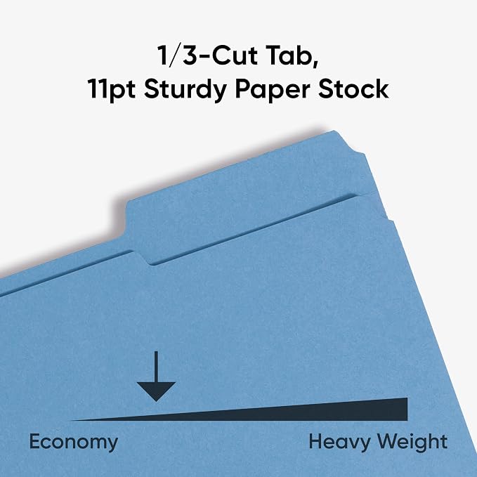 Smead Fastener File Folders, Reinforced 1/3-Cut Tabs, 2 Fasteners, Letter Size, Blue, 50 per Box (12040) - Image 4