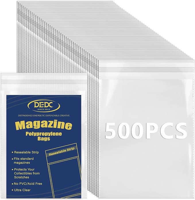 500 Pcs Clear Magazine & Comic Book Protector Sleeves Only - Heavy-Duty Bulk Supply for Resellers, Shops & Serious Archiving (23x30cm) by DEDC