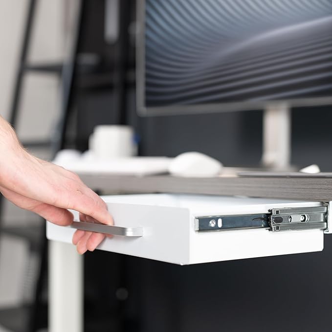 VIVO White 13 x 9 inch Under Desk Storage Drawer, DESK-DR1H-W | Sliding Steel Pull-out Drawer for Office Desk, Pull Handle, Storage Organizer for Sit Stand Workstation, Holds 11 lbs - Image 4