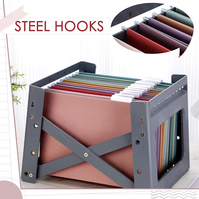 Yaomiao 24 Pack Hanging File Folders, 3 Pleats,Morandi Color | Letter Size File Cabinet Folders, with 1/5-cut Adjustable Tabs, Expandable Document Cabinet, Home Desk Office Organization - Image 6