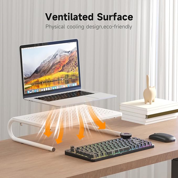 suptek Monitor Stand Riser for Computer,Laptop,Printer, Notebook and All Flat Screen Display with Vented Metal Platform and 4 Inches Height Underneath Storage,White(MST004W) - Image 3
