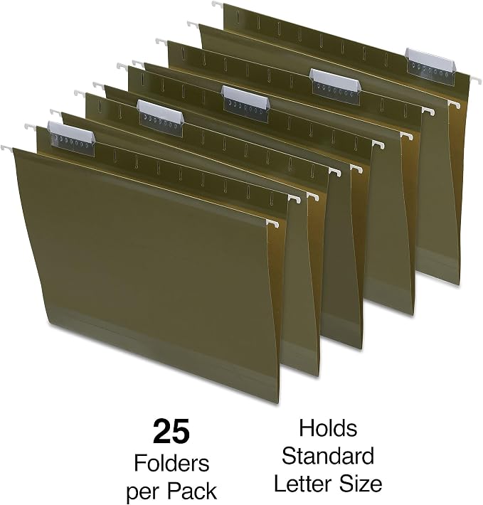 Staples Reinforced Box Bottom Hanging File Folder, 2" Expansion, 1/5-Cut Tab, Letter Size, Standard Green, 25/Box - Image 2