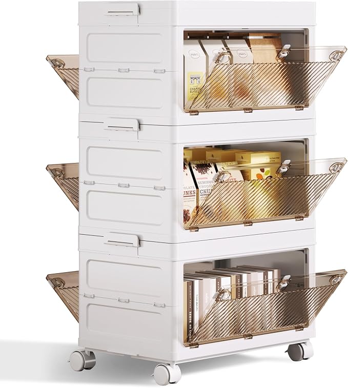 QudraKast 3-Tier Stackable Plastic Storage Bins - 67QT Stackable Storage Bins - Closet Organization, Suitable for Bedroom, Organization and Boxes for Study, Toy Room, Office by QudraKast
