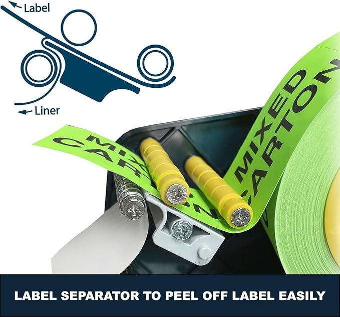MDJ by Excell Manual Label Sticker Dispenser with 4 Suction Cups Base for Tabletop, Adjustable Holder for Multiple Rolls for Office, Home, School, Warehouse, Easy Peel Off, Fits up to 3" Wide Labels - Image 3