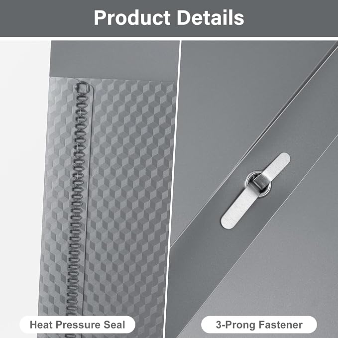 12-Pack Plastic Pockets with Prongs, 2-Pocket Folders with 3 Fasteners, Holds 8.5" x 11" Paper, Silvery - Image 2