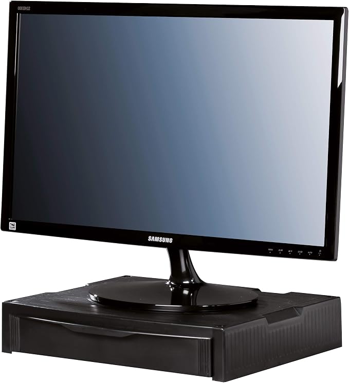 HAN 9250-13, Monitor Stand. Expert Monitor Stand with 1 Drawer, Stable, Stylish and Stackable, Black - Image 4