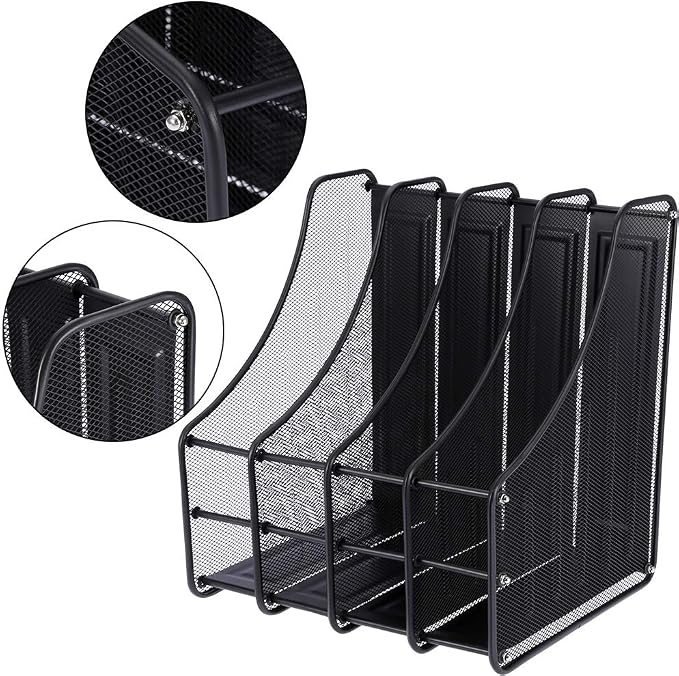 4 Slots Metal Magazine File Holder Book File Sorter Vertical Holder for Office Home School Keep Ddesk Clean. - Image 5