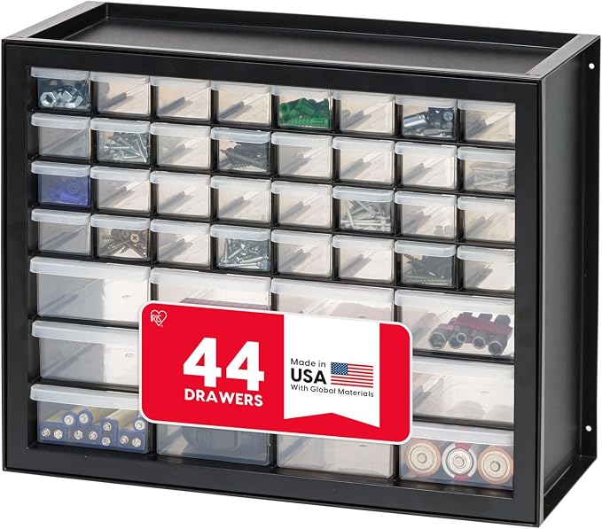 IRIS USA 44-Drawer Small Parts Storage Cabinet, Crafts, Made in USA, Black | Wall-mountable, Stackable, Building Bricks, Screws, Nuts & Bolts, Hardware, Garage Tool Storage by IRISUSA