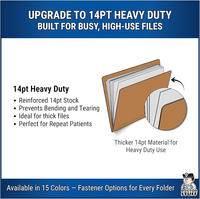 Brown File Folders, Doctor Stuff, Letter Size Reinforced End Tab Folder with 2" Bonded Fastener on Inside Back, 14 pt Stock, Box of 50 - Image 4