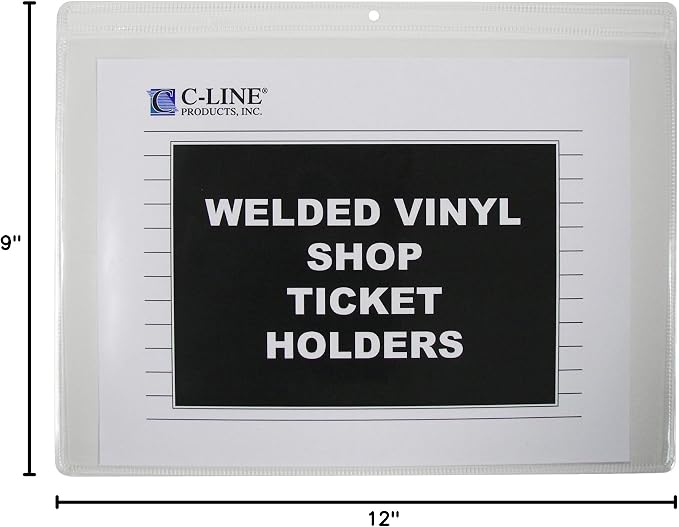 C-Line Vinyl Shop Ticket Holders, Both Sides Clear, Open Long Side, 12 x 9 Inches, 50 per Box (80129) - Image 3