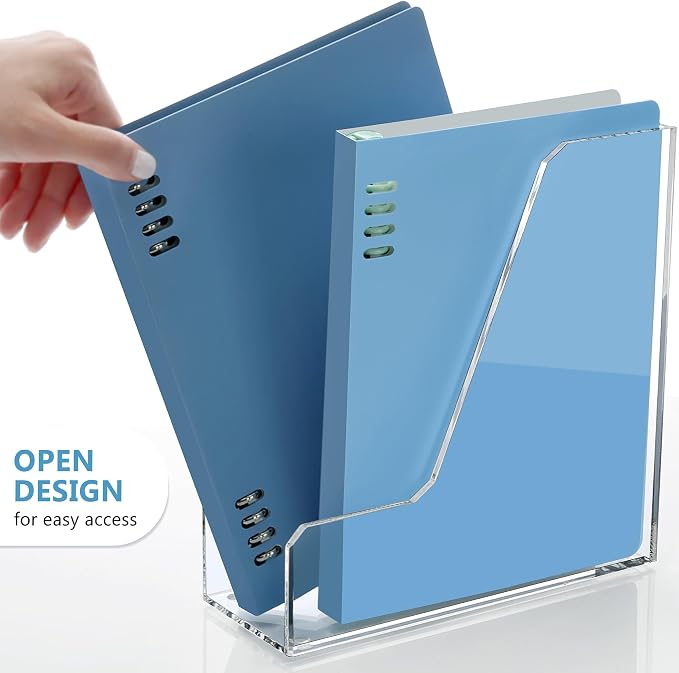 SANRUI 2 Pack Acrylic Magazine File Holder, Clear Vertical Desk Organizer | File Sorter Folder Organizer Document Rack for Office Desktop, Home Workspace, 8.66inx8.46inx3.15in - Image 8