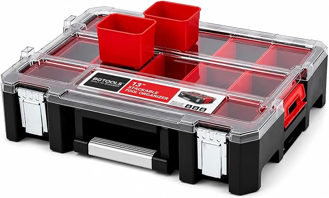Deep Tray Organizer Box – Heavy-Duty Tool Storage Case with 15 Removable Cups – Hardware, Plumbing, Electrical Connector Container for Garage, Jobsite, or Workshop - Image 2