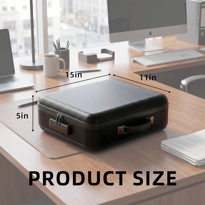 novelinks Fireproof Document Box with Lock, Hard-Shell Portable Waterproof File Box, Travel Accordion File Folder, Home Office Safe File Organizer for Important Documents, Laptop, Passports, Black - Image 2