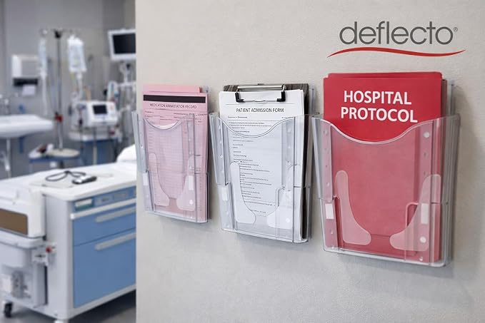 Deflecto 3 Tier A4 Wall Mounted Magazine File Holder - Perfect for Folders, Files, Mails & Brochure - For Home & Office with Hanging Bracket Included - Image 6