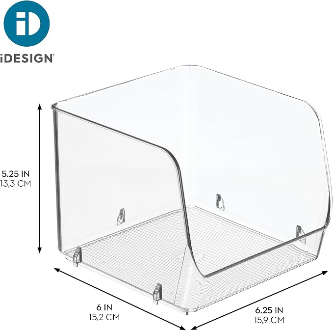 iDesign Stackable Open-Front Storage Bins, Set of 3, Clear | Kitchen and Pantry Organization - Image 4