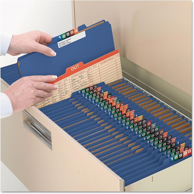 Smead Pressboard Classification File Folder with SafeSHIELD Fasteners, 3 Dividers, 3" Expansion, Legal Size, Dark Blue, 10 per Box (19096) - Image 5