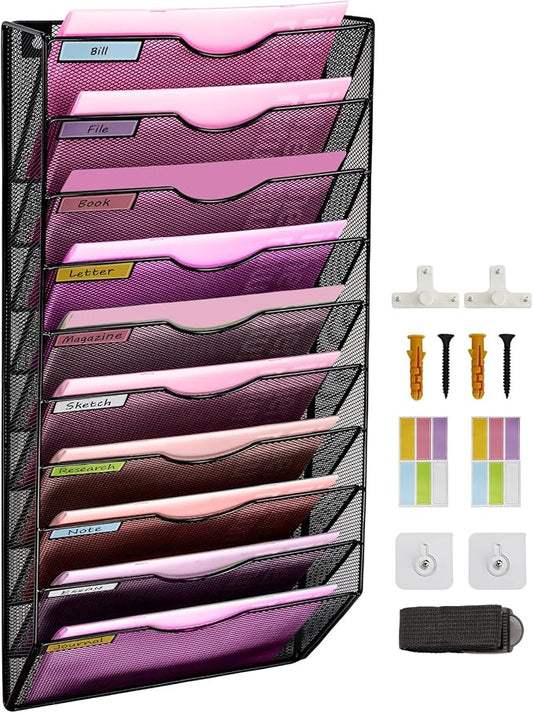 Wall Mounted File Organiser A7 Mesh in Hanging Wall File Holder Mail Organiser by ideallife