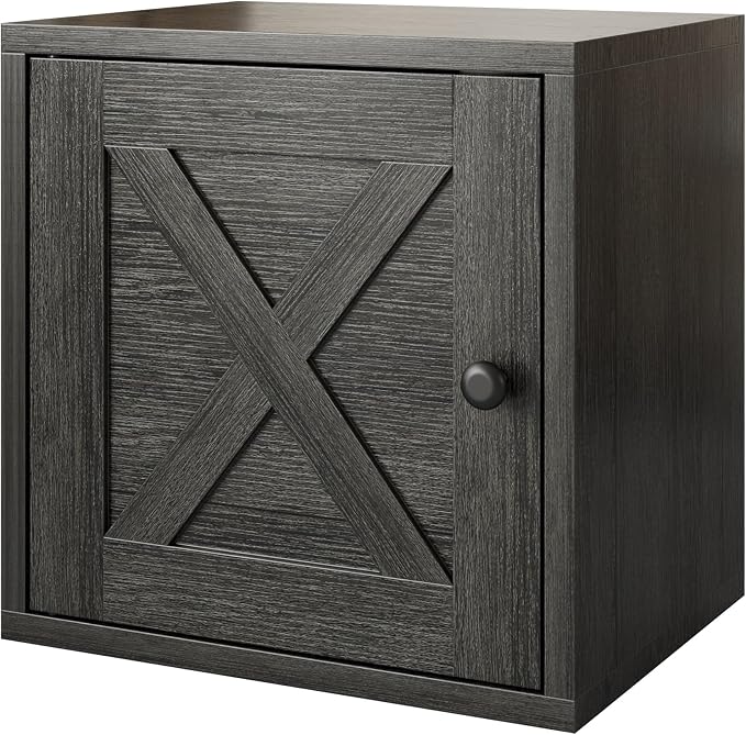 FUSUNBAO Magic DIY Cube Storage Organizer Stackable Cubes for Home Books Clothes Toy-Modular Cubby Storage System-Office Cubical-Bookcase Closet (French Oak,Door Cube) by FUSUNBAO