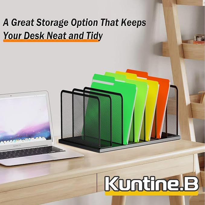 Kuntine.B 7-Section Upright Desk File Organizer Black 1 Pack | Vertical, Mesh, Metal, Assembly, Stability, Sturdiness, Organization, Standing - Image 6