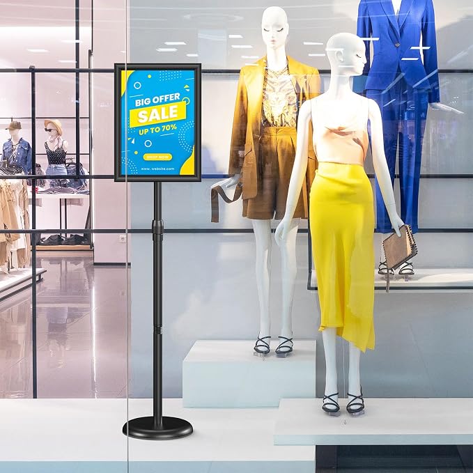 Relx Sign Holder Stand 11*17 inches - Adjustable Floor Standing Sign Holder - Signage Stand with Snap-Open Frame Display for Malls,Schools,Restaurants (black) - Image 7
