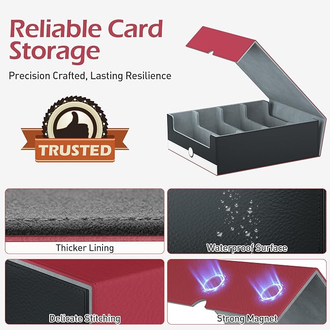 4-Row【3200+】 Trading Card Storage Box, Card Organizer Holder with 24 Dividers, Case Fit for MTG TCG Magic Commander Deck Playing Cards, Deck Box for Sport Card - Image 3