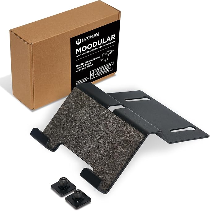 Moodular Tablet Stand Add-On for Slide Rails, Do Not Use Alone | Accessory Only, Fits Tablets & Smart Devices, Hands-Free Viewing, Stable & Sturdy Steel, Felt Padding, Black, MSA-TS by ULTRARM