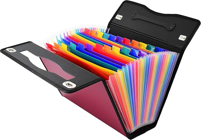 CNK Accordion File Folders with 24 Pockets Organizer for Document Paper Storage Folder Documents Expanding Binder Folio Pocket Receipt Filing Expandable Files Dividers Labels Letter Durable Handle - Image 2