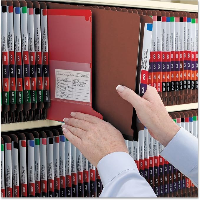 Smead 100% Recycled End Tab Pressboard Classification File Folder with SafeSHIELD Fasteners, 2 Dividers, 2" Expansion, Legal Size, Red, 10 per Box (29860) - Image 6