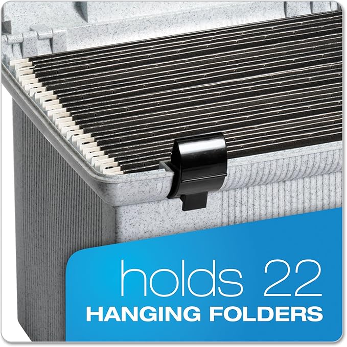 Pendaflex Portable File Box with File Rails, Hinged Lid with Double Latch Closure, Black, Includes 3 Letter Size Hanging Folders (41732) - Image 4